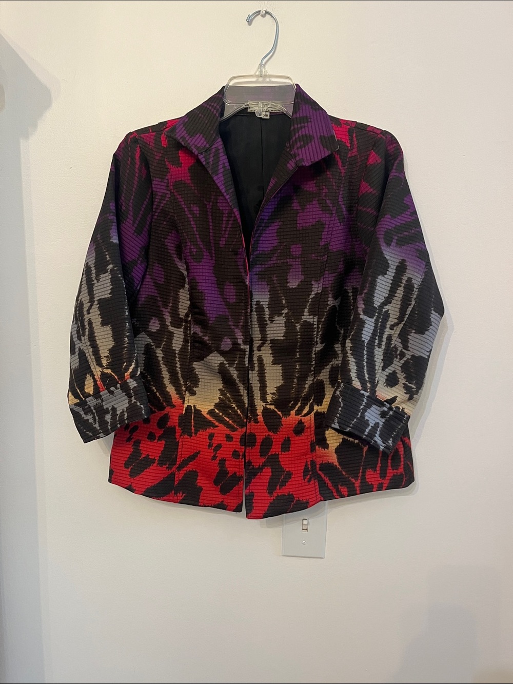 Laura Max PM Bold Multicolor Patterned Women's Blazer - Purple, Black & Red